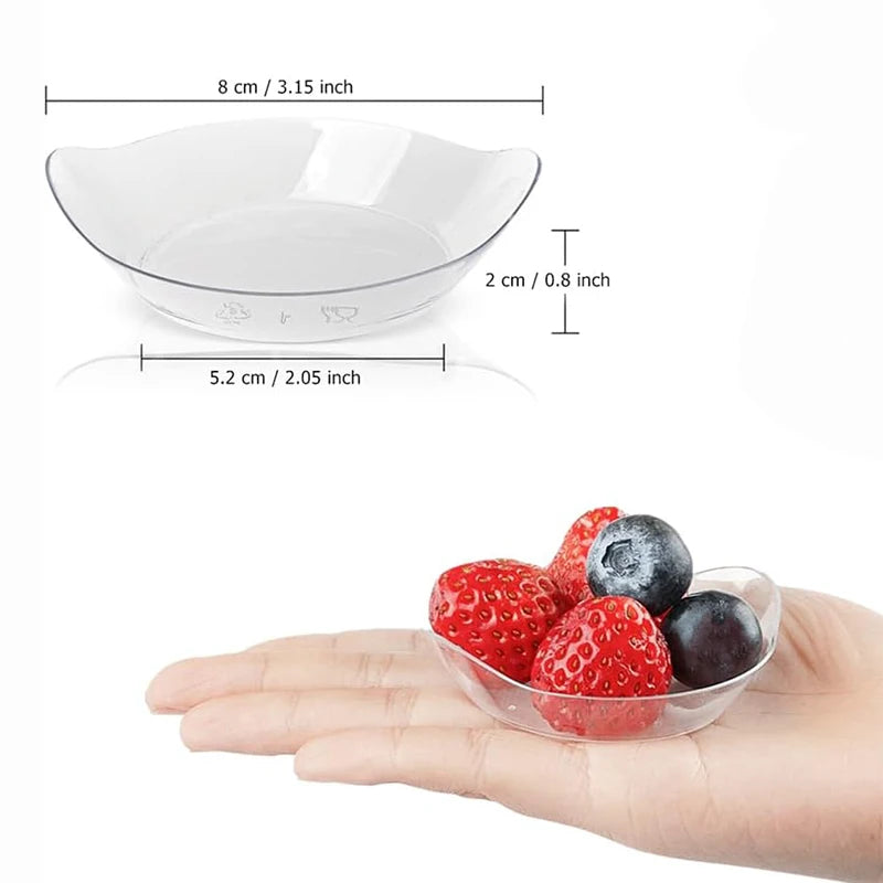 20/50Pcs Mini Dessert Plates, Disposable Clear Plastic Trays, Party Serving Plates for Appetizer, Dessert, Fruit & Snack