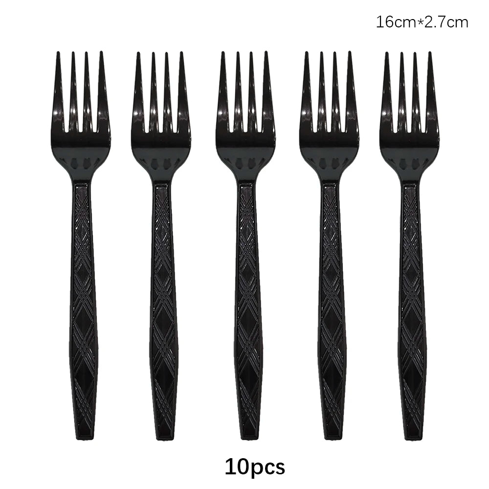 Disposable Knife Fork Spoon Cutlery Set Pink Blue Disposable Tableware Birthday Party Decorations Wedding Baby Shower Supplies