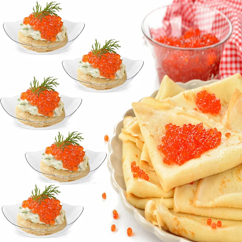 20/50Pcs Mini Dessert Plates, Disposable Clear Plastic Trays, Party Serving Plates for Appetizer, Dessert, Fruit & Snack