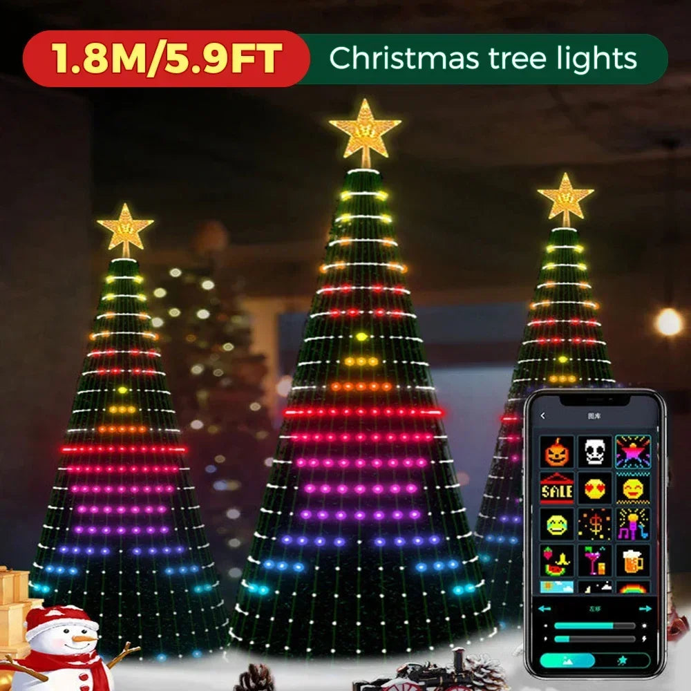 5.9ft Christmas Tree Star Light Smart RGB Christmas Light with Remote Timer Music Sync Bluetooth App Controlled Holiday Lighting