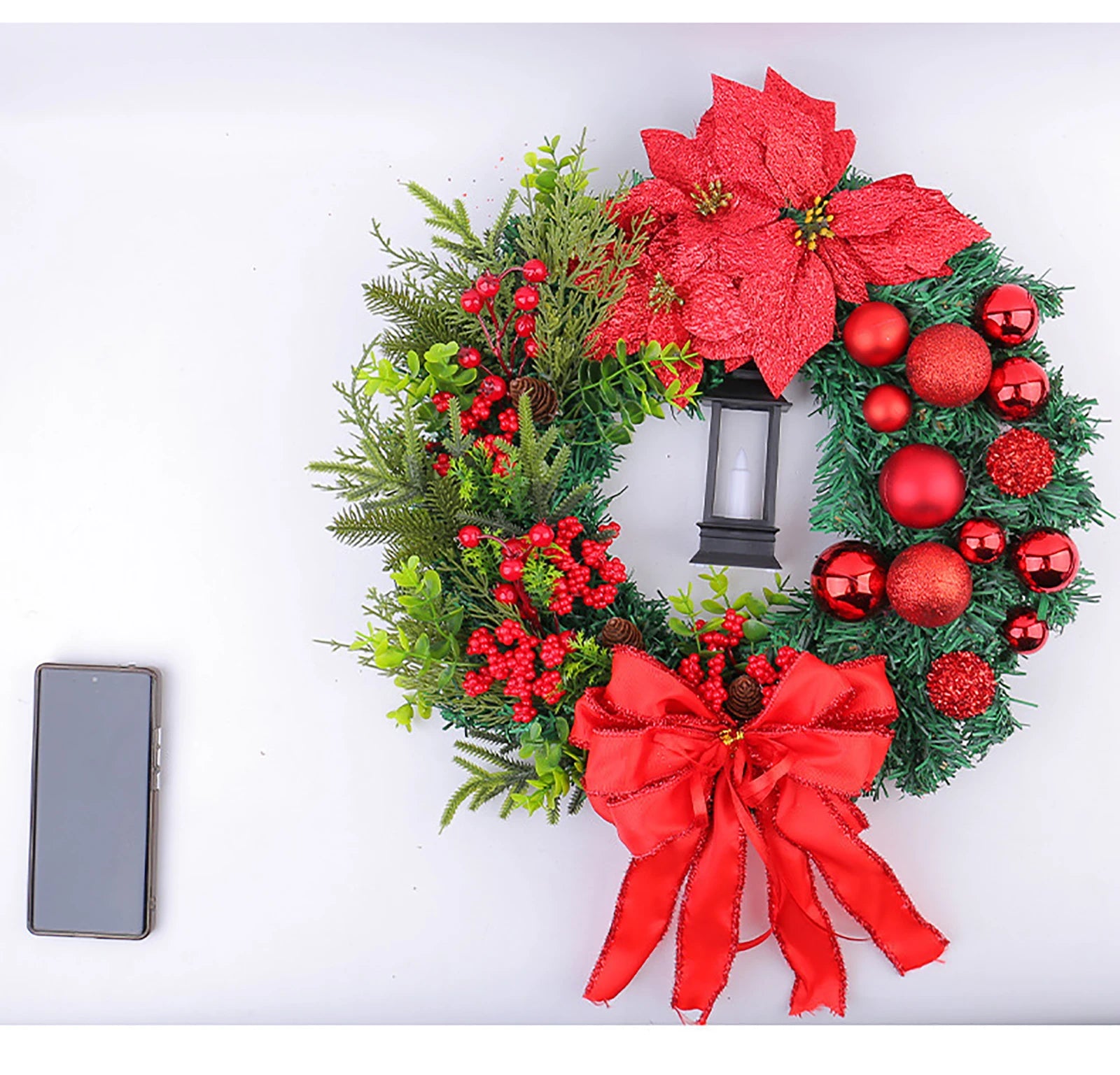 Elegant Red Christmas Wreath Champagne Christmas Wreath Window Door Wall Ornament Decorations Suministros NavideñOs