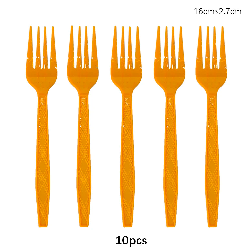 Disposable Knife Fork Spoon Cutlery Set Pink Blue Disposable Tableware Birthday Party Decorations Wedding Baby Shower Supplies