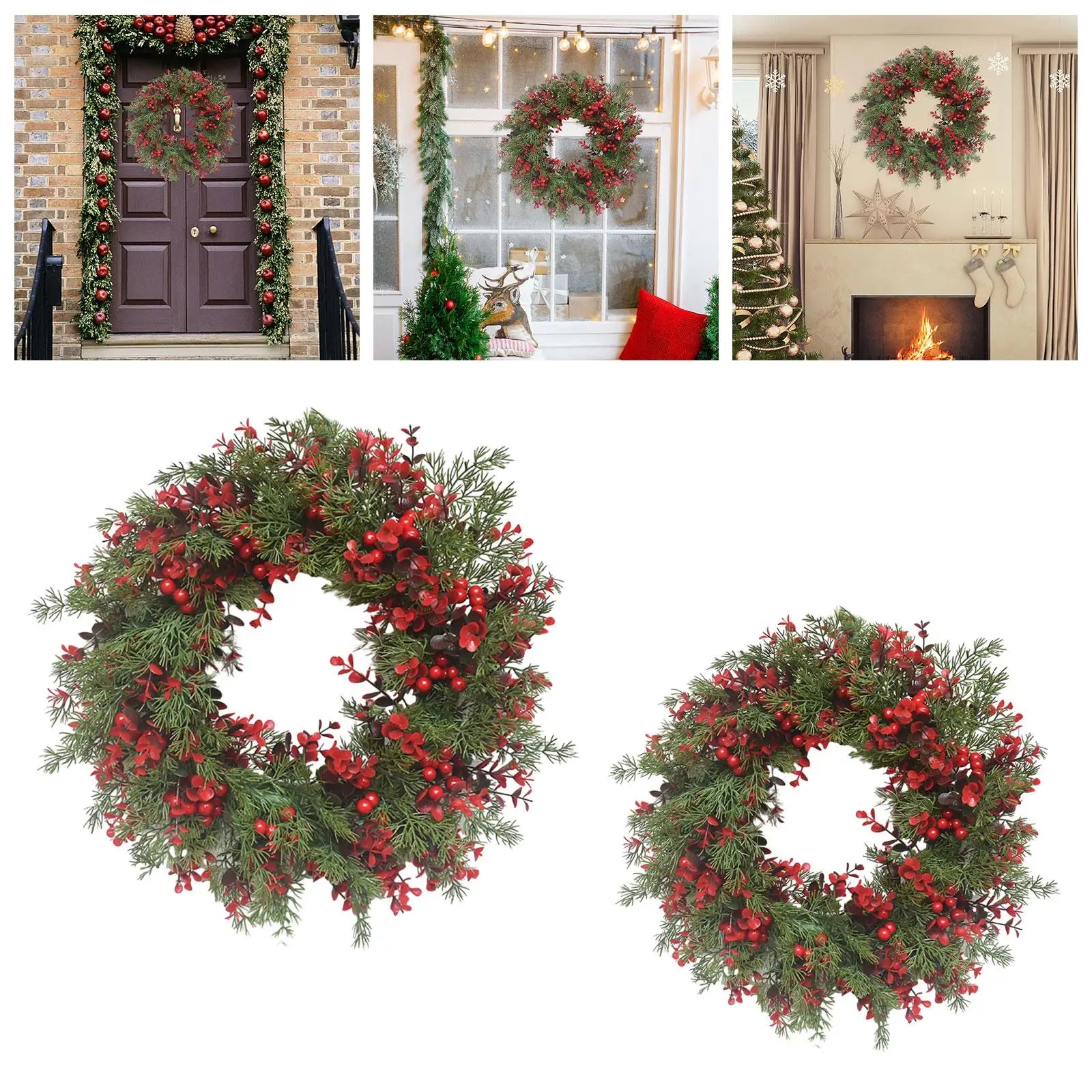 Christmas Wreath, Xmas Wreath, Housewarming, Red Berries, Farmhouse Holiday
