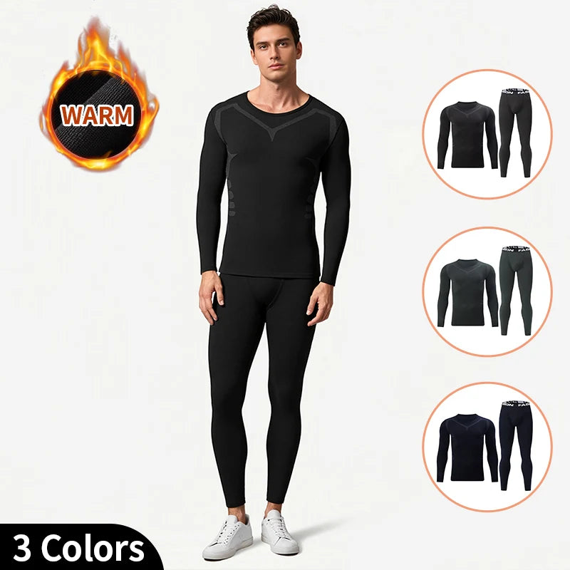 4/2-pcs Autumn And Winter Men's Front And Back Printed Fashionable Sports Thermal Underwear Set Youth Leisure Fitness Base Shirt