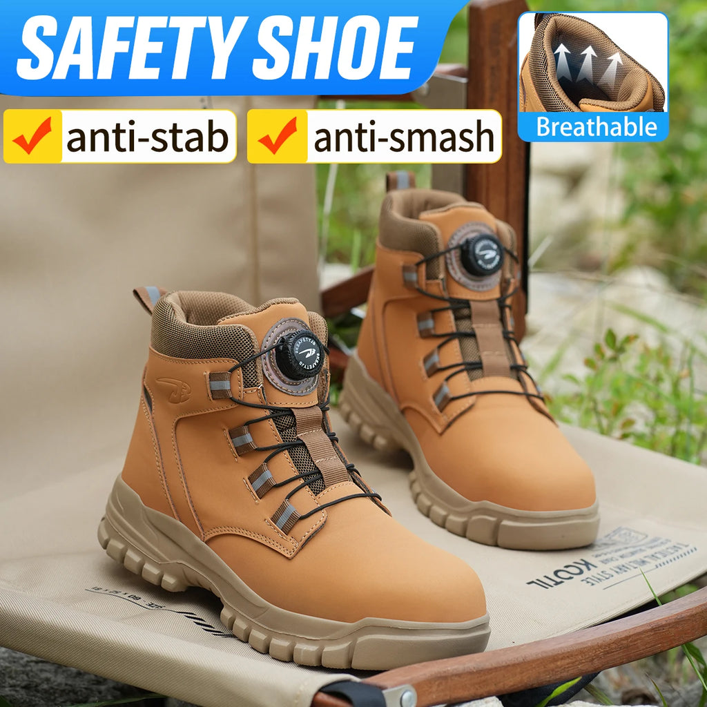 Waterproof Safety Boots Men Indestructible Steel Toe Work Boots Anti-smash Stab-resistant Safety Shoes Biker Botas Para Hombre