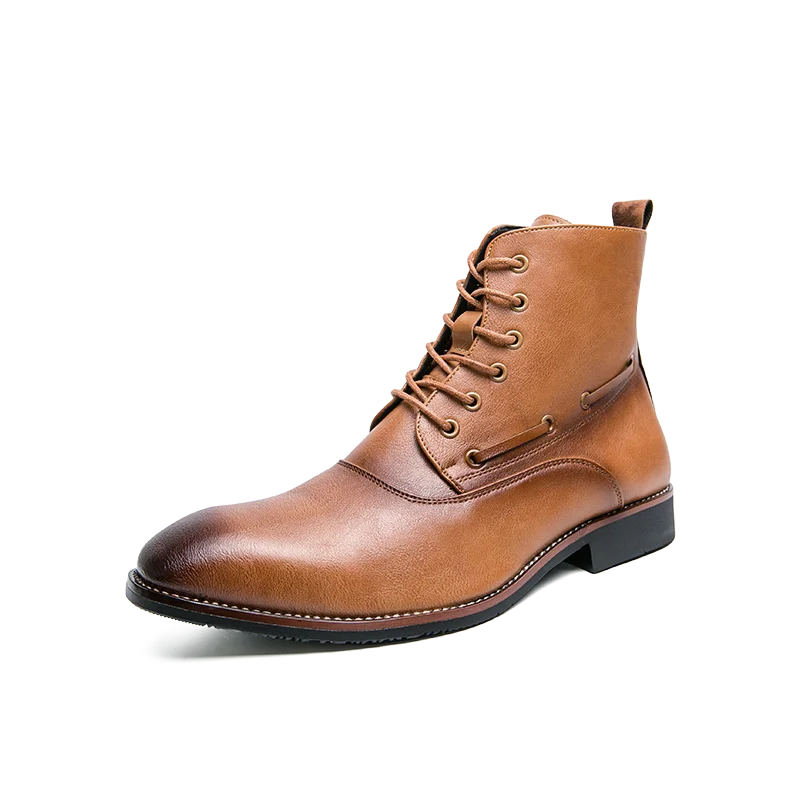 Men's Boots High-top Breathable PU Leather Retro Men's Motorcycle Tooling Shoes Boots for Men Leather Cowboy Boots