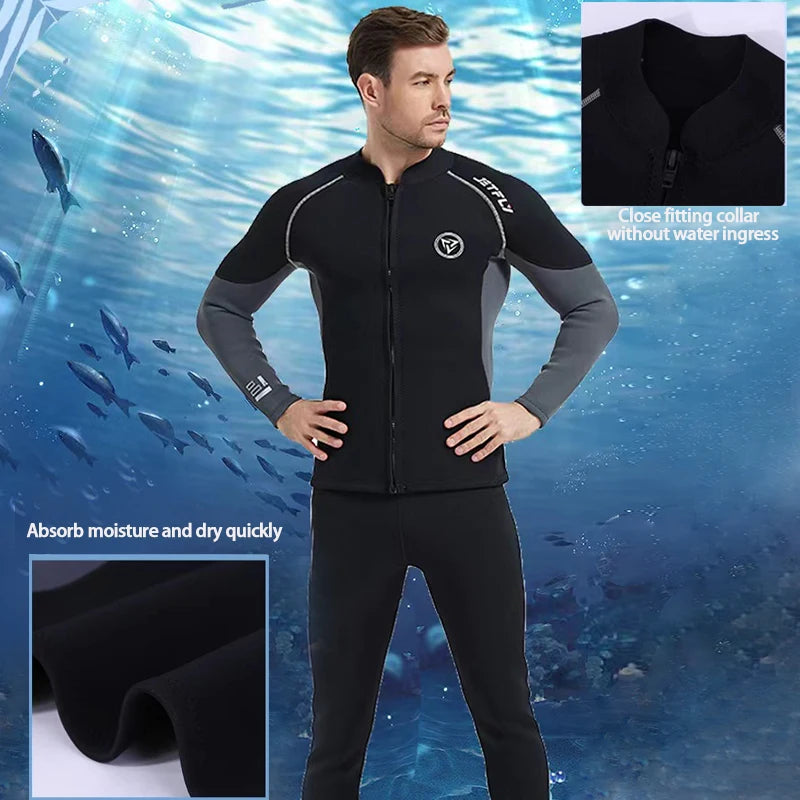 New 3mm/2MM Neoprene Men Women Wetsuit Scuba Zipper Jacket Pants Spearfishing Swimwear Kayak Surfing Swimsuit Diving Suit