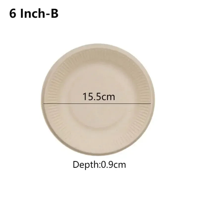 50pcs 3/5/6 Inch Disposable Plates Eco-Friendly Degradable Paper Plate For  Barbecue Picnic Office Birthday Party Supplies