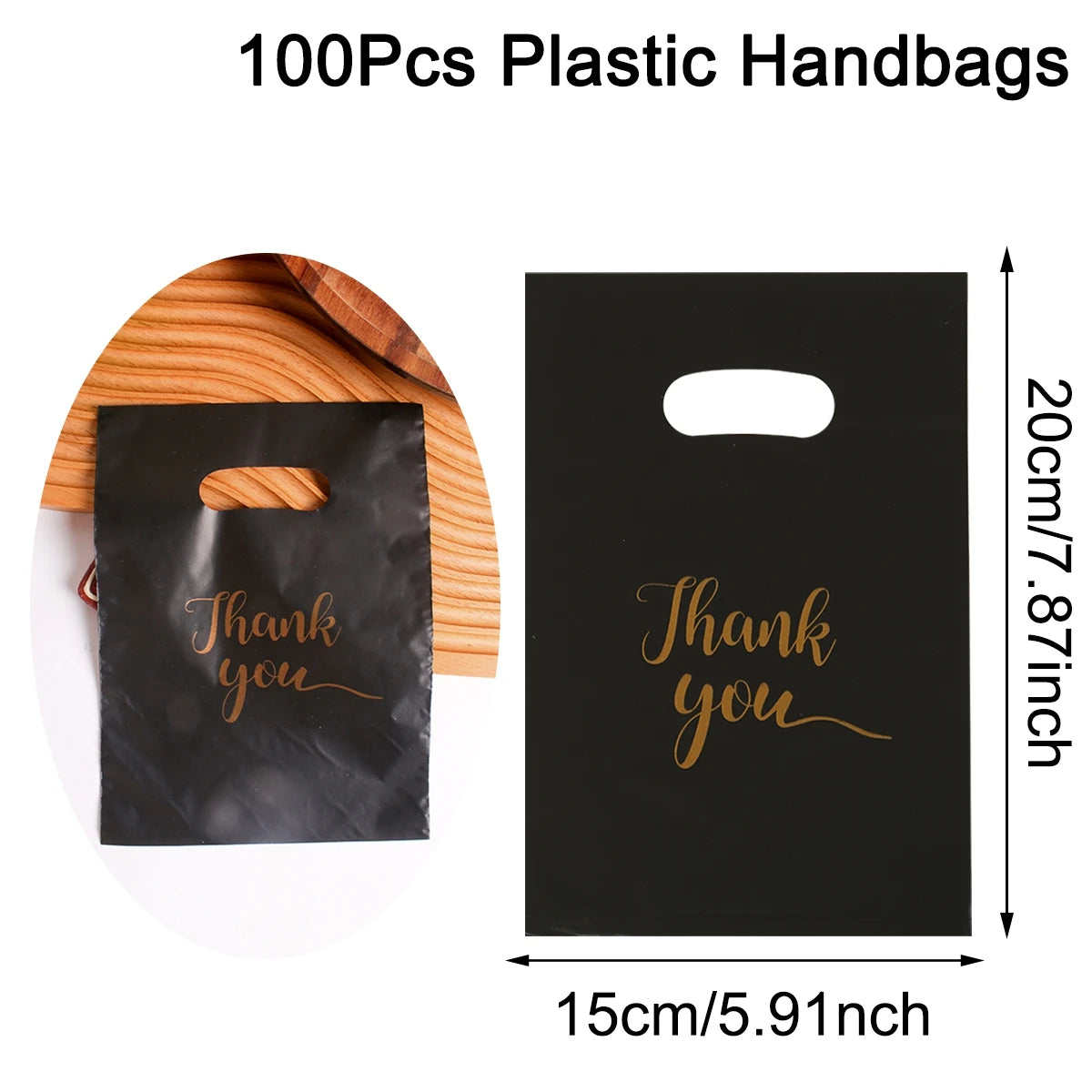 100pcs Thank You Gift Bags Plastic Wedding Birthday Party Favor Bags Treat Bag for Small Business Shopping Candy Packaging