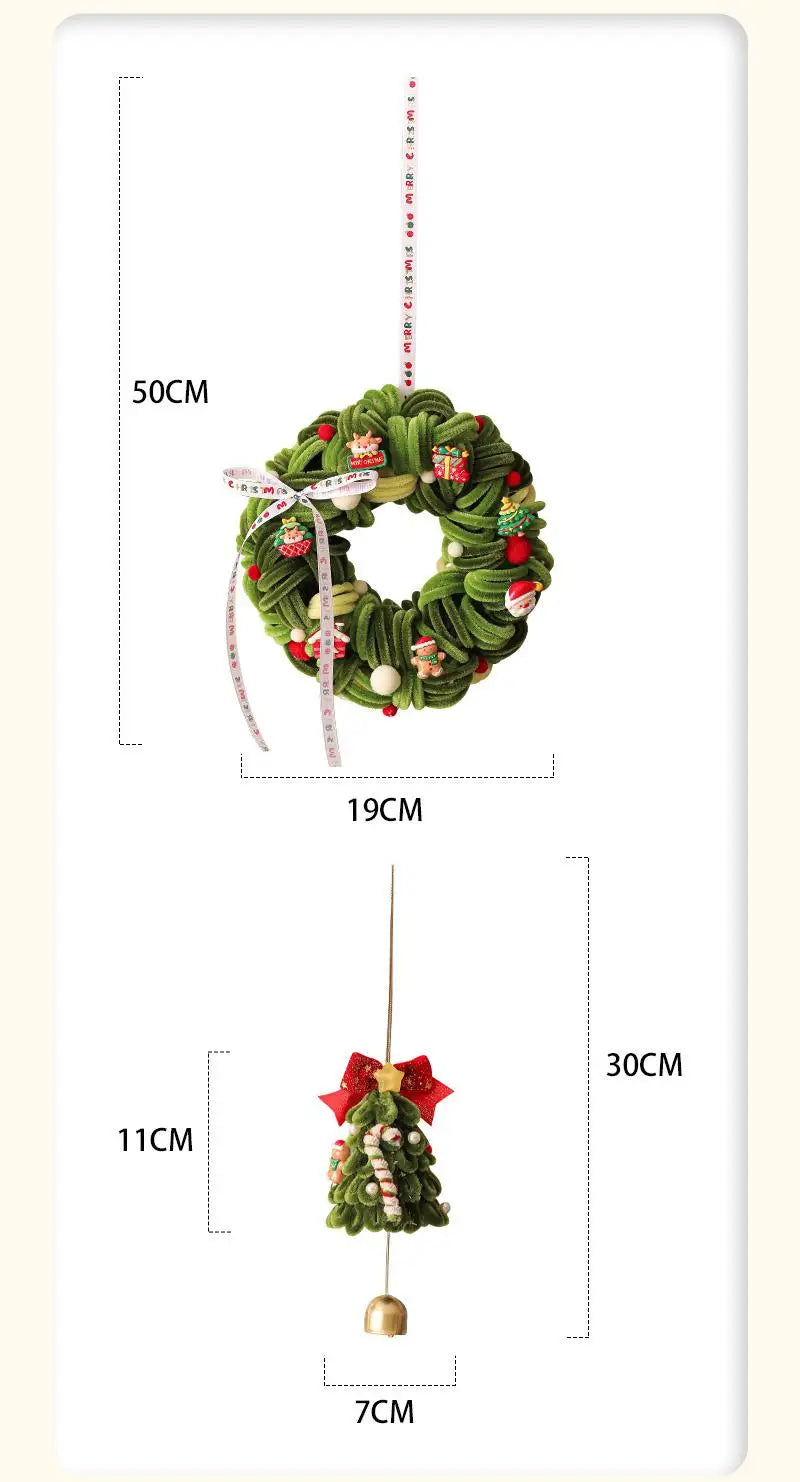 Christmas Decoration Wreaths Living Room Scene Arrangement Christmas Tree Ornaments Christmas Bell Wreath Pendants Door Hangers