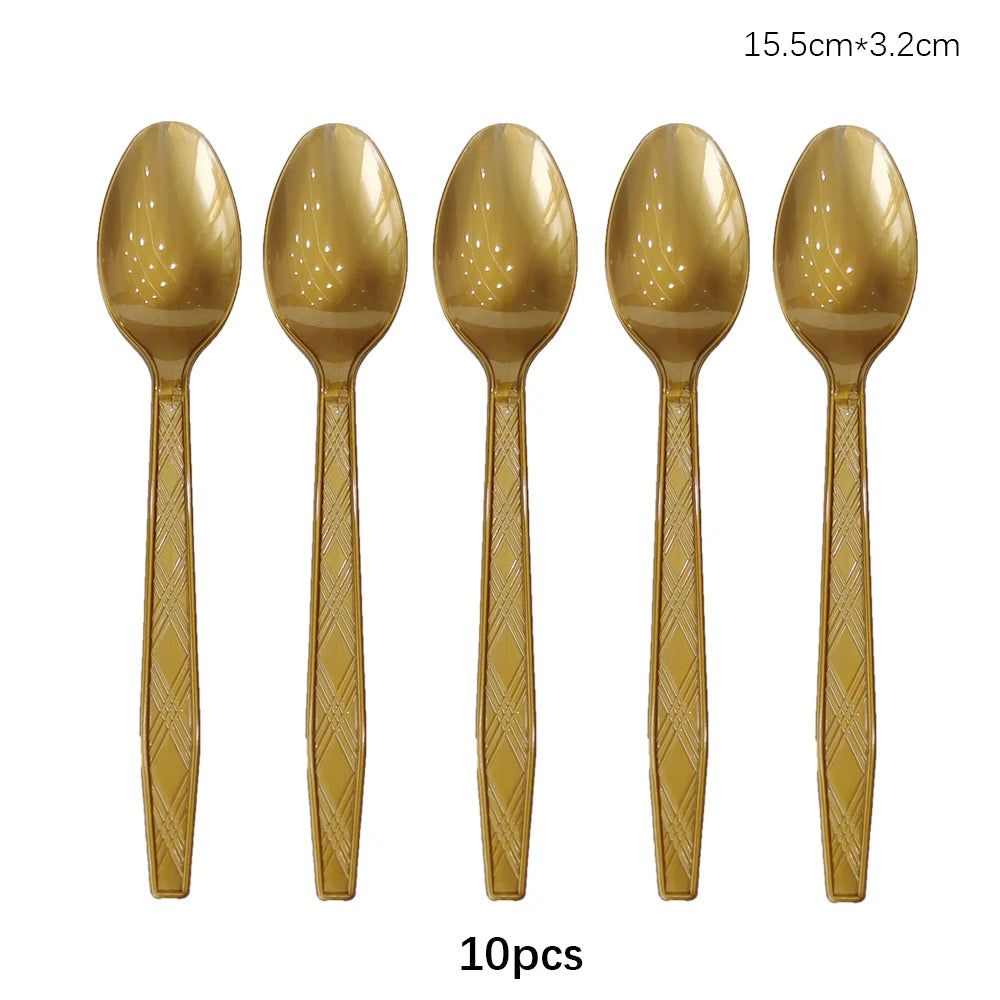 Disposable Knife Fork Spoon Cutlery Set Pink Blue Disposable Tableware Birthday Party Decorations Wedding Baby Shower Supplies