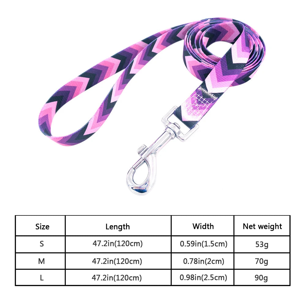Multicolor Dog Leash Nylon Tribal Pattern Durable Cat Pet Leashes for Small Medium Large Dogs Puppy Lead 120cm Long for Walking