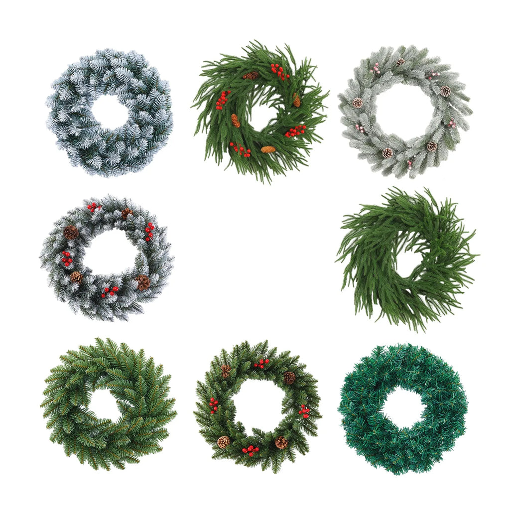 Christmas Wreath With Light Front Door Wreath Wall Decoration Christmas Layout Props Artificial Wreath With Red Berry Garland