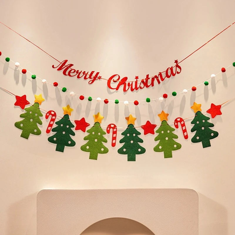 Christmas decorations, tree ornaments, indoor LED lights, pictures, background walls, atmosphere, scenes, decorations and flags.
