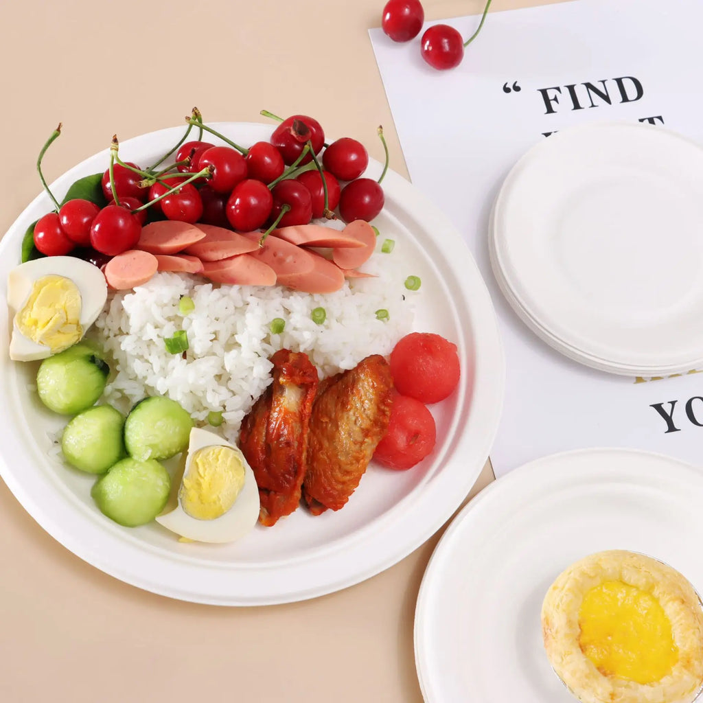 Disposable Party Plates 50/100pcs Disposable Eco-Friendly Degradable Paper Plate for Barbecue Supplies Birthday PartyVIE LENTE