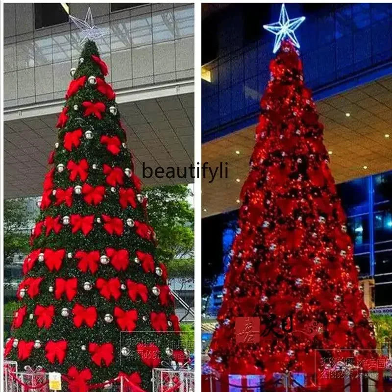 YH Large Christmas tree 6 meters shopping mall hotel reputation 4-8 meters, outdoor windproof steel frame Christmas tree decorat