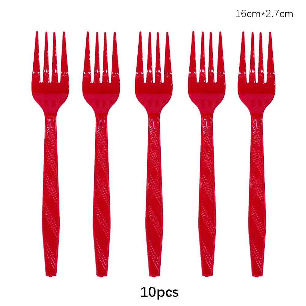 Disposable Knife Fork Spoon Cutlery Set Pink Blue Disposable Tableware Birthday Party Decorations Wedding Baby Shower Supplies