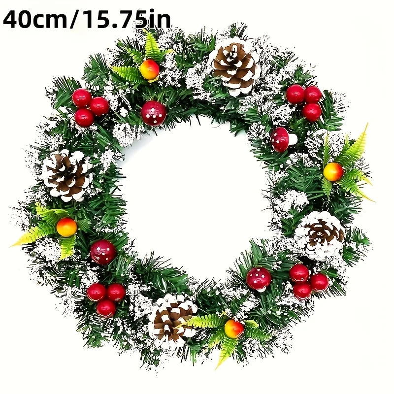 Classic Christmas wreath, holiday wreath, handmade Christmas tree decoration, simulated mushroom red fruit wreath