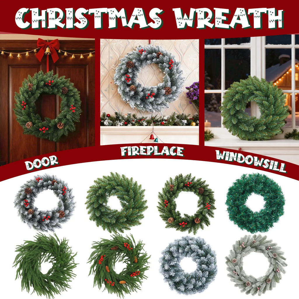 Christmas Wreath With Light Front Door Wreath Wall Decoration Christmas Layout Props Artificial Wreath With Red Berry Garland