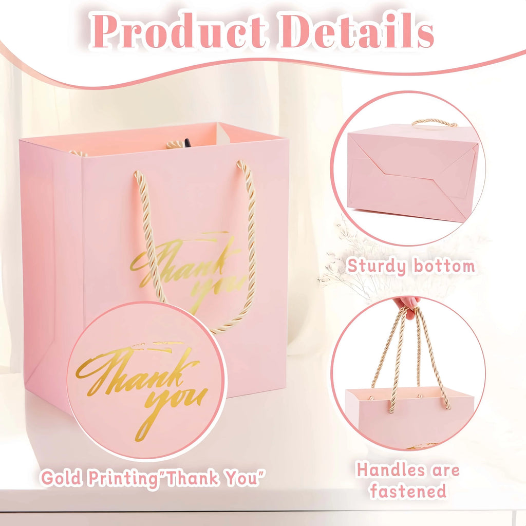 20/40/50Pack Small Thank You Gift Bags With Handles Mini Gift Paper Bags Bulk Party Favor Bag for Wedding Birthday Baby Shower