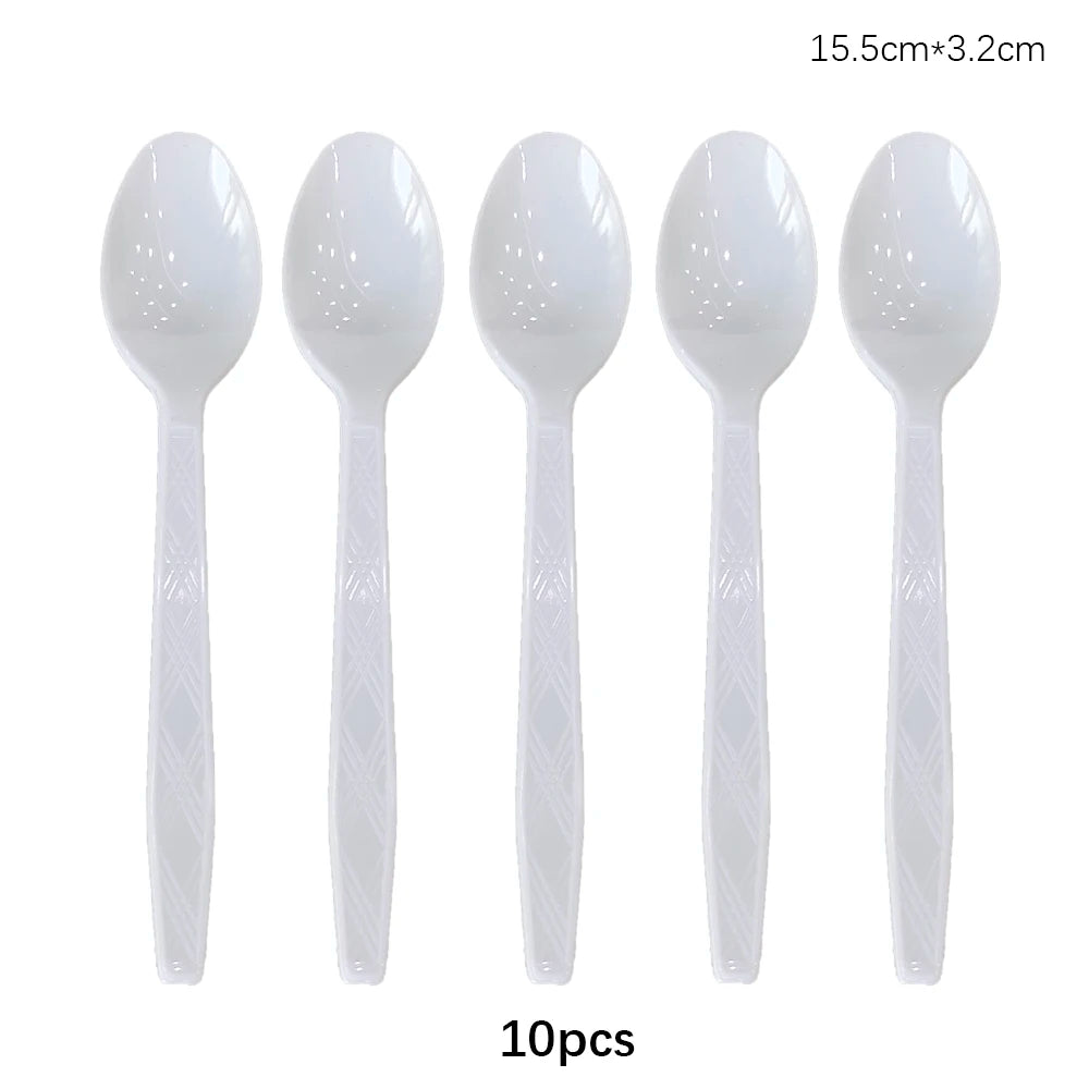 Disposable Knife Fork Spoon Cutlery Set Pink Blue Disposable Tableware Birthday Party Decorations Wedding Baby Shower Supplies