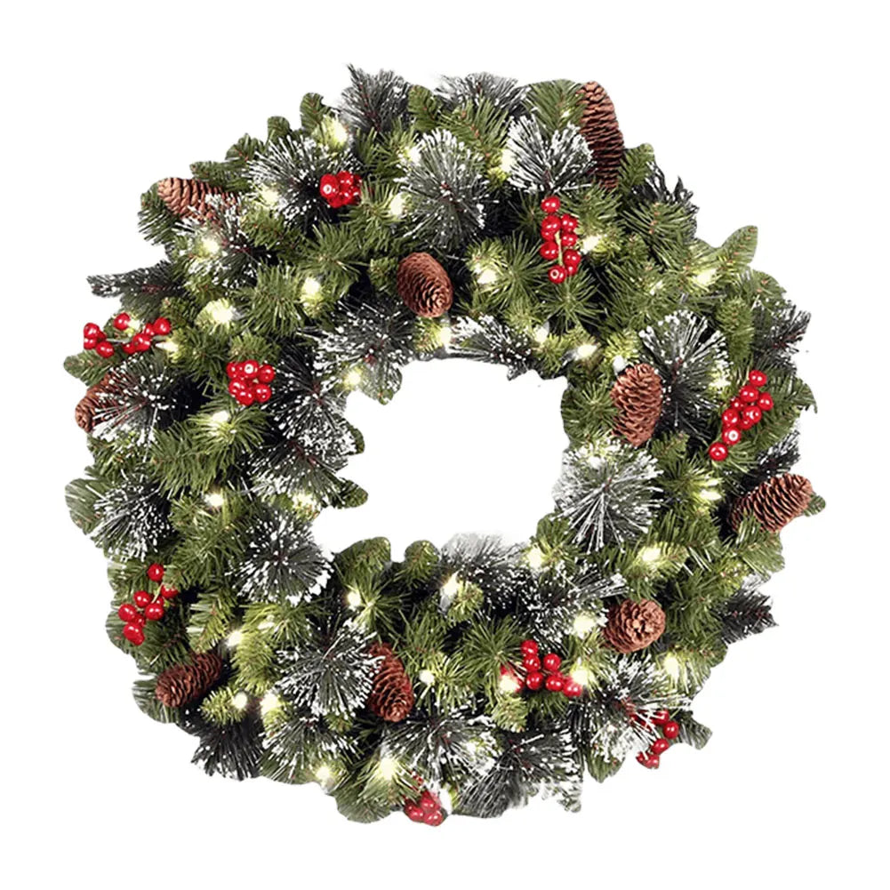 Christmas Berry Wreath Artificial Lighting Holiday Art Wreath Festival Theme Multifunctional Party New Year Decor Props