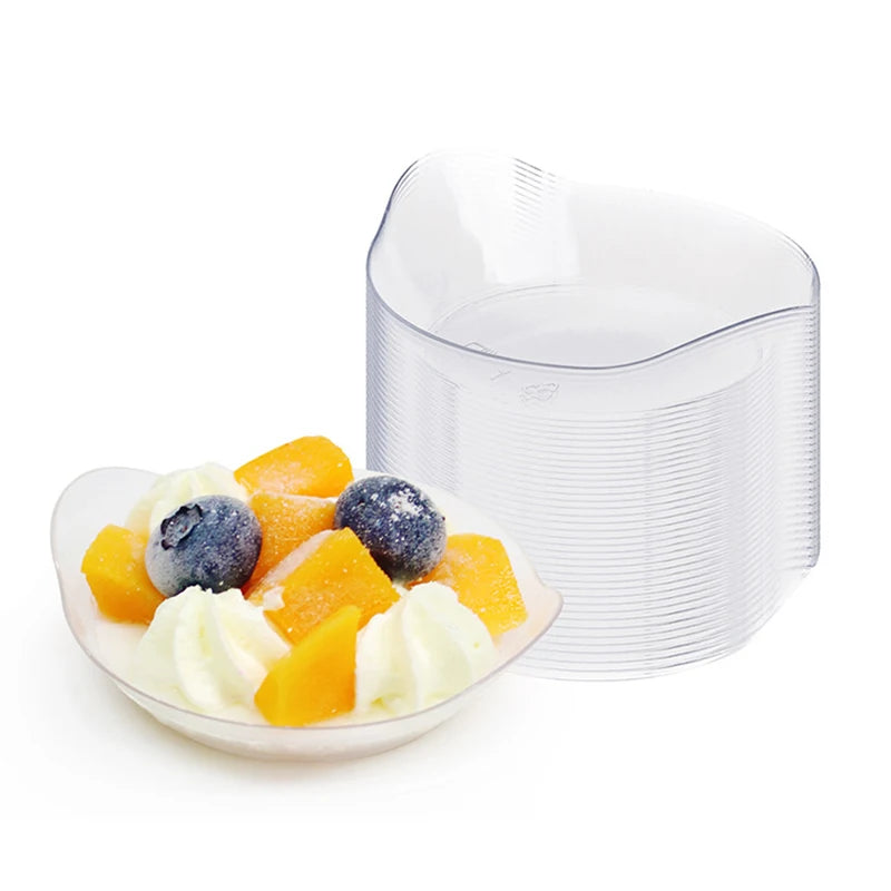 20/50Pcs Mini Dessert Plates, Disposable Clear Plastic Trays, Party Serving Plates for Appetizer, Dessert, Fruit & Snack
