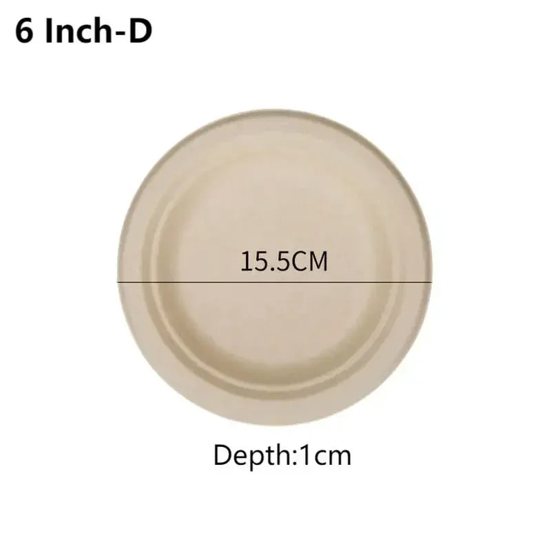 50pcs 3/5/6 Inch Disposable Plates Eco-Friendly Degradable Paper Plate For  Barbecue Picnic Office Birthday Party Supplies