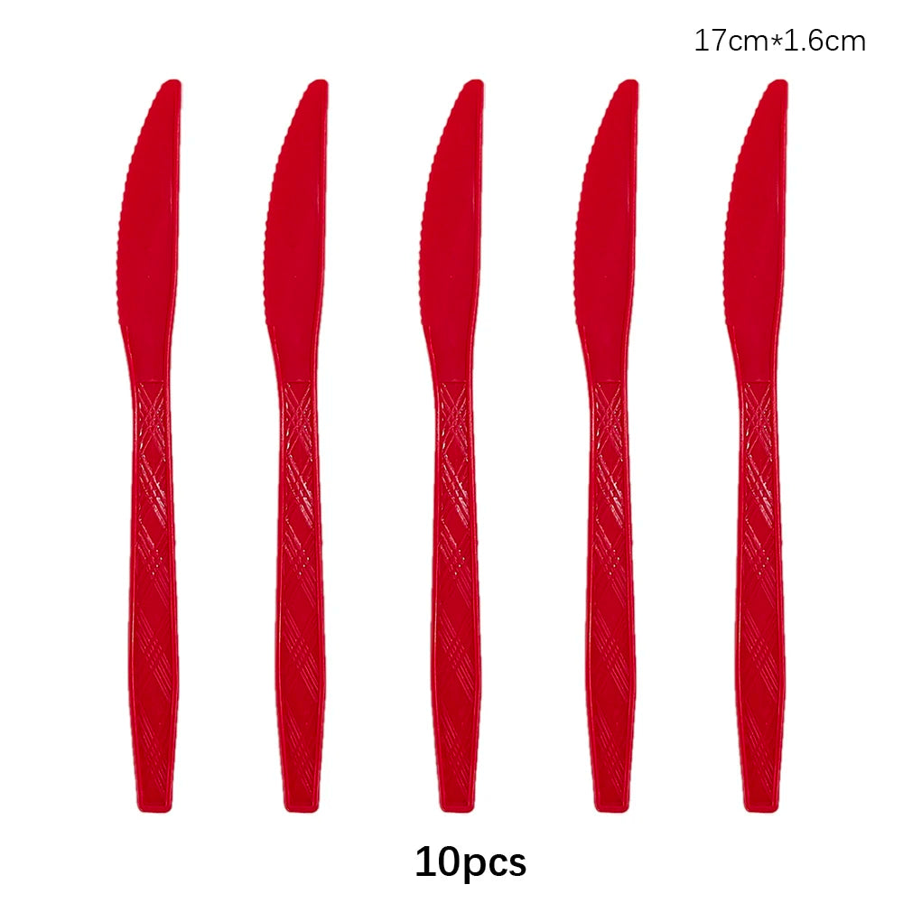 Disposable Knife Fork Spoon Cutlery Set Pink Blue Disposable Tableware Birthday Party Decorations Wedding Baby Shower Supplies