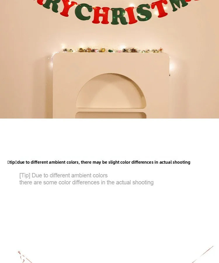 Christmas decorations, tree ornaments, indoor LED lights, pictures, background walls, atmosphere, scenes, decorations and flags.