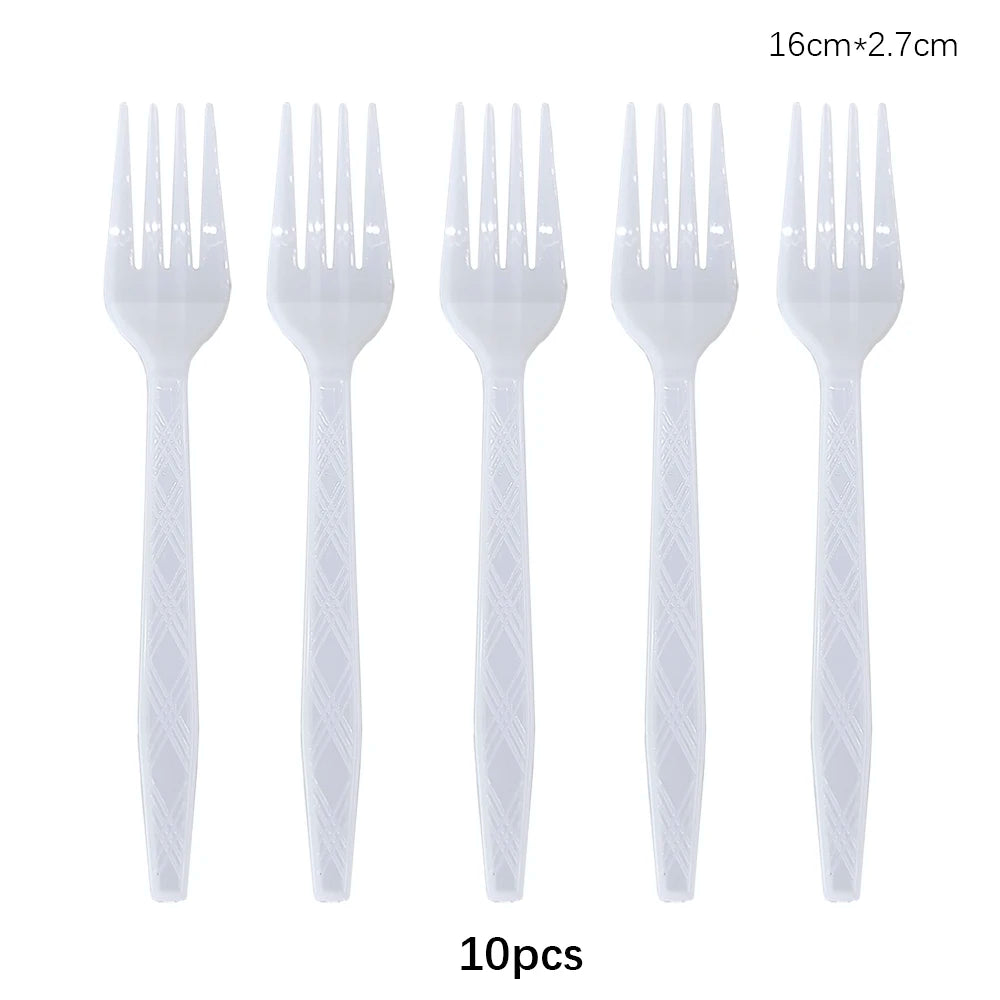 Disposable Knife Fork Spoon Cutlery Set Pink Blue Disposable Tableware Birthday Party Decorations Wedding Baby Shower Supplies