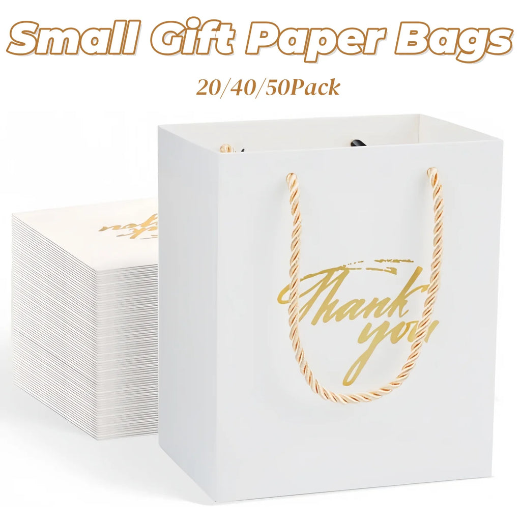 20/40/50Pack Small Thank You Gift Bags With Handles Mini Gift Paper Bags Bulk Party Favor Bag for Wedding Birthday Baby Shower