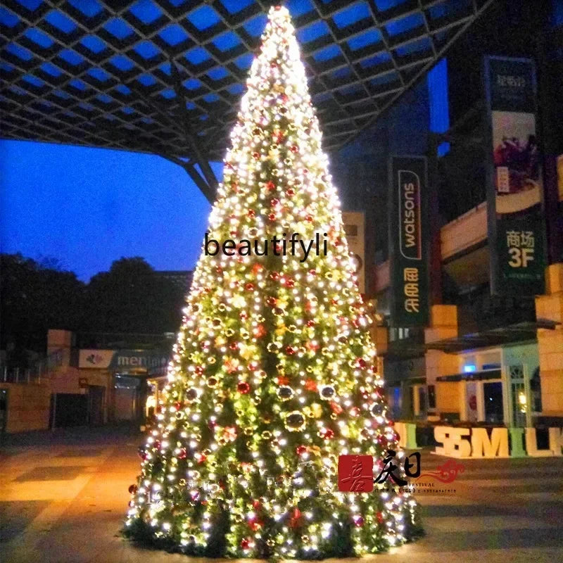 YH Large Christmas tree 6 meters shopping mall hotel reputation 4-8 meters, outdoor windproof steel frame Christmas tree decorat