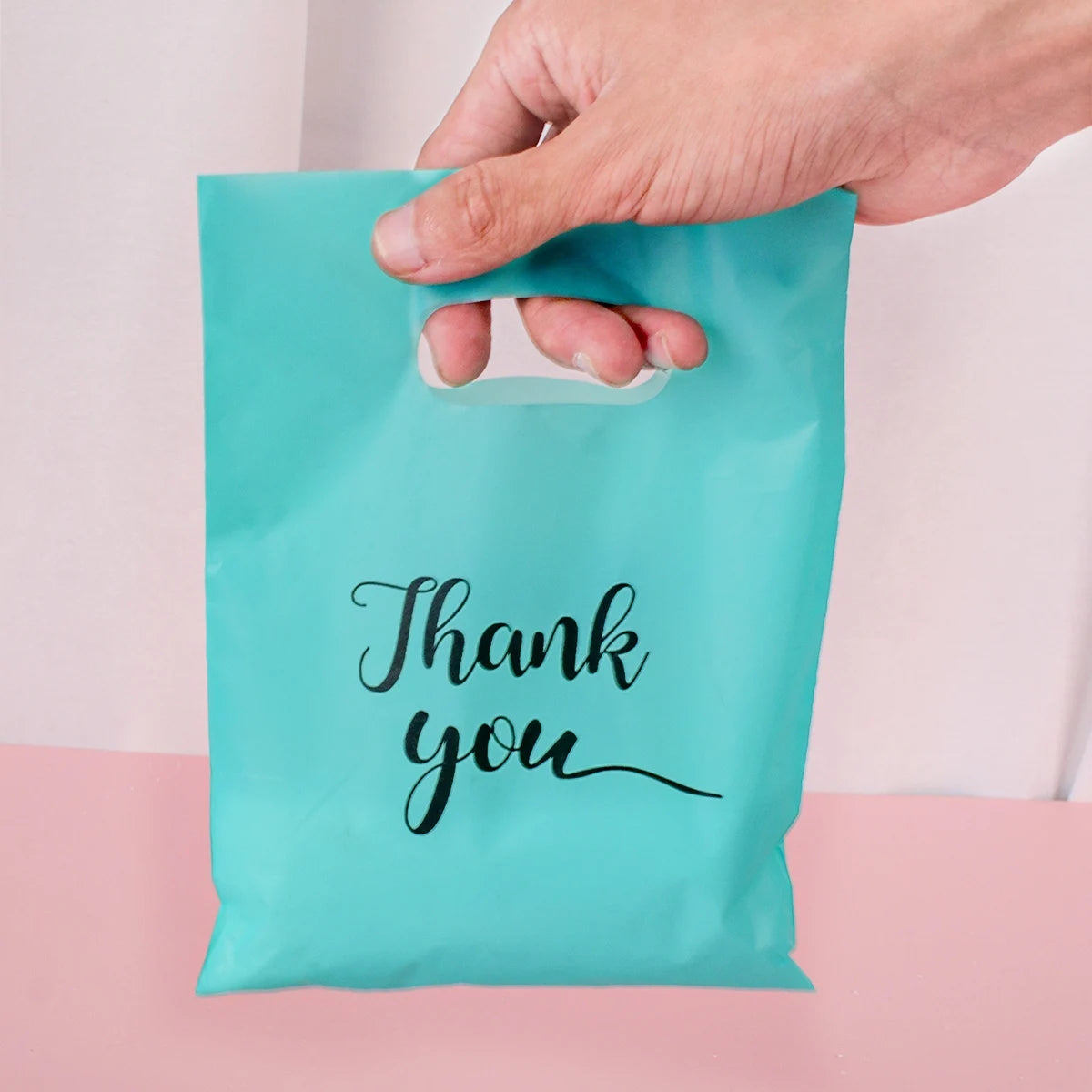100pcs Thank You Gift Bags Plastic Wedding Birthday Party Favor Bags Treat Bag for Small Business Shopping Candy Packaging