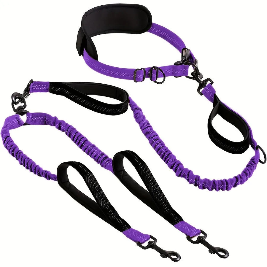 Explosion-Proof Short Elastic Buffer Pet Leash One-Hand Drag Two-Walking Rope Running Dog Accessories for Small Large Dogs