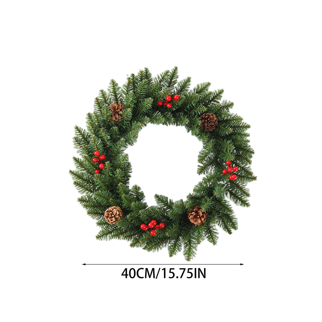 Christmas Wreath With Light Front Door Wreath Wall Decoration Christmas Layout Props Artificial Wreath With Red Berry Garland