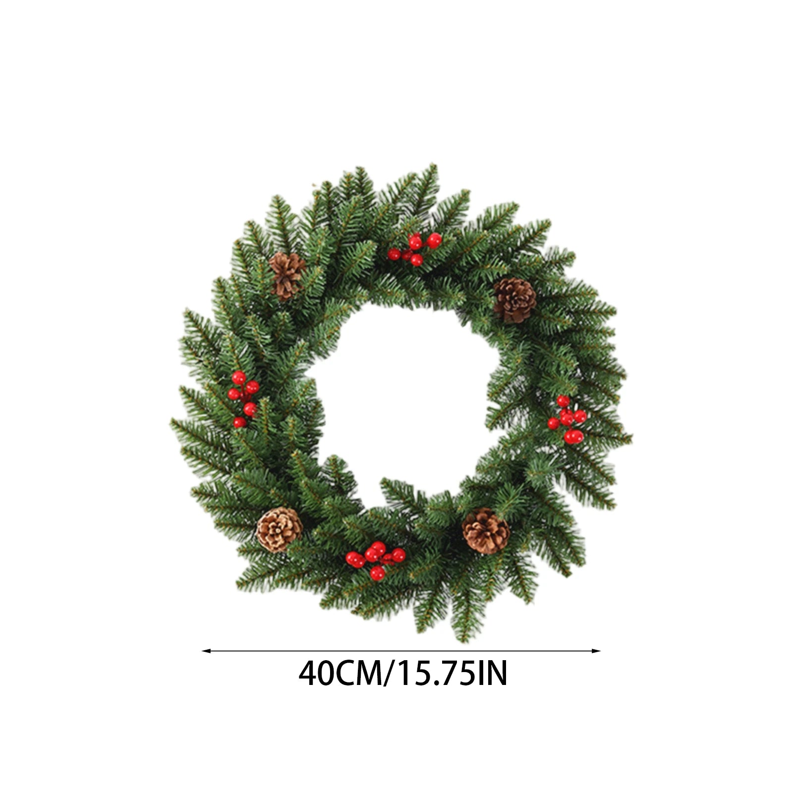 Christmas Wreath With Light Front Door Wreath Wall Decoration Christmas Layout Props Artificial Wreath With Red Berry Garland