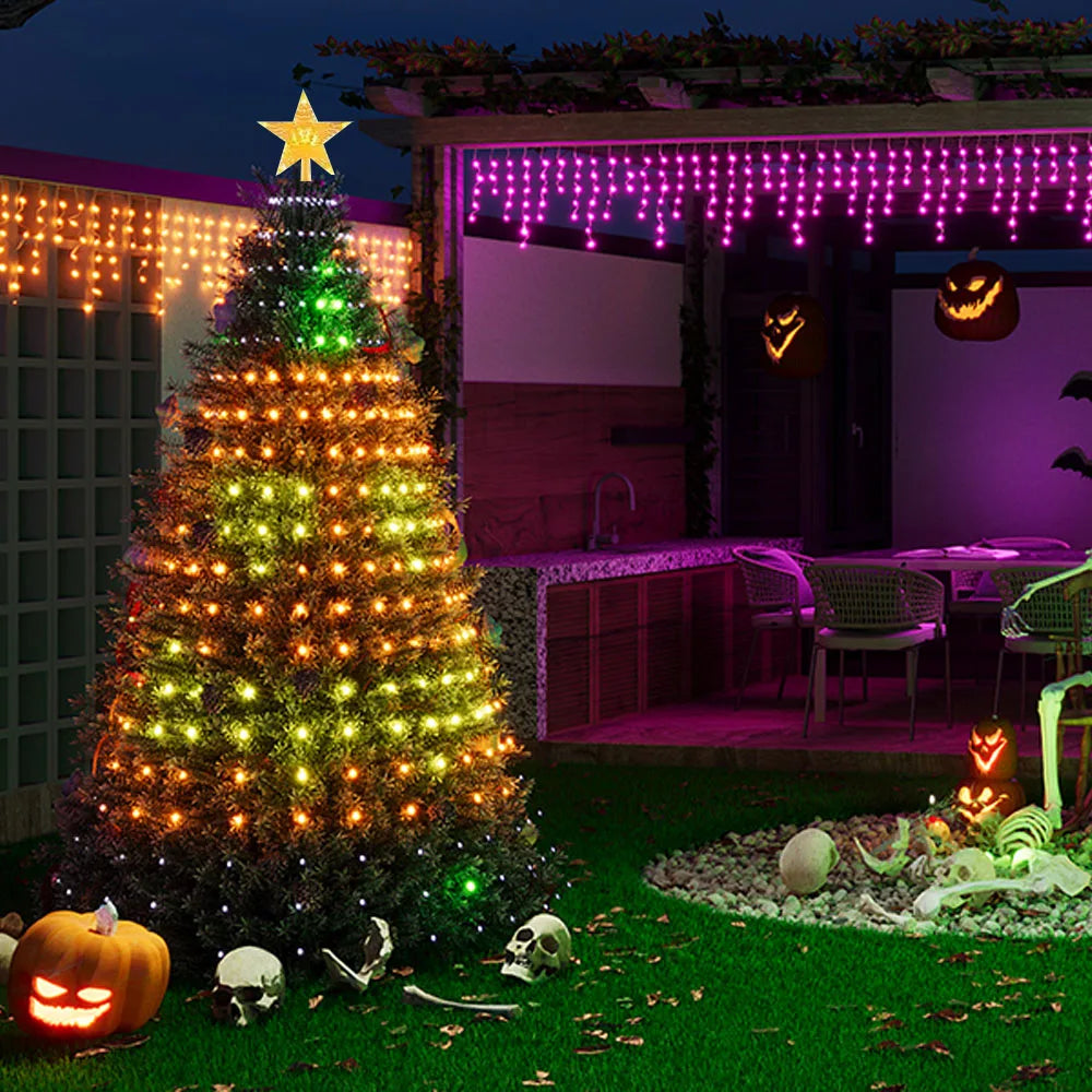 5.9ft Christmas Tree Star Light Smart RGB Christmas Light with Remote Timer Music Sync Bluetooth App Controlled Holiday Lighting