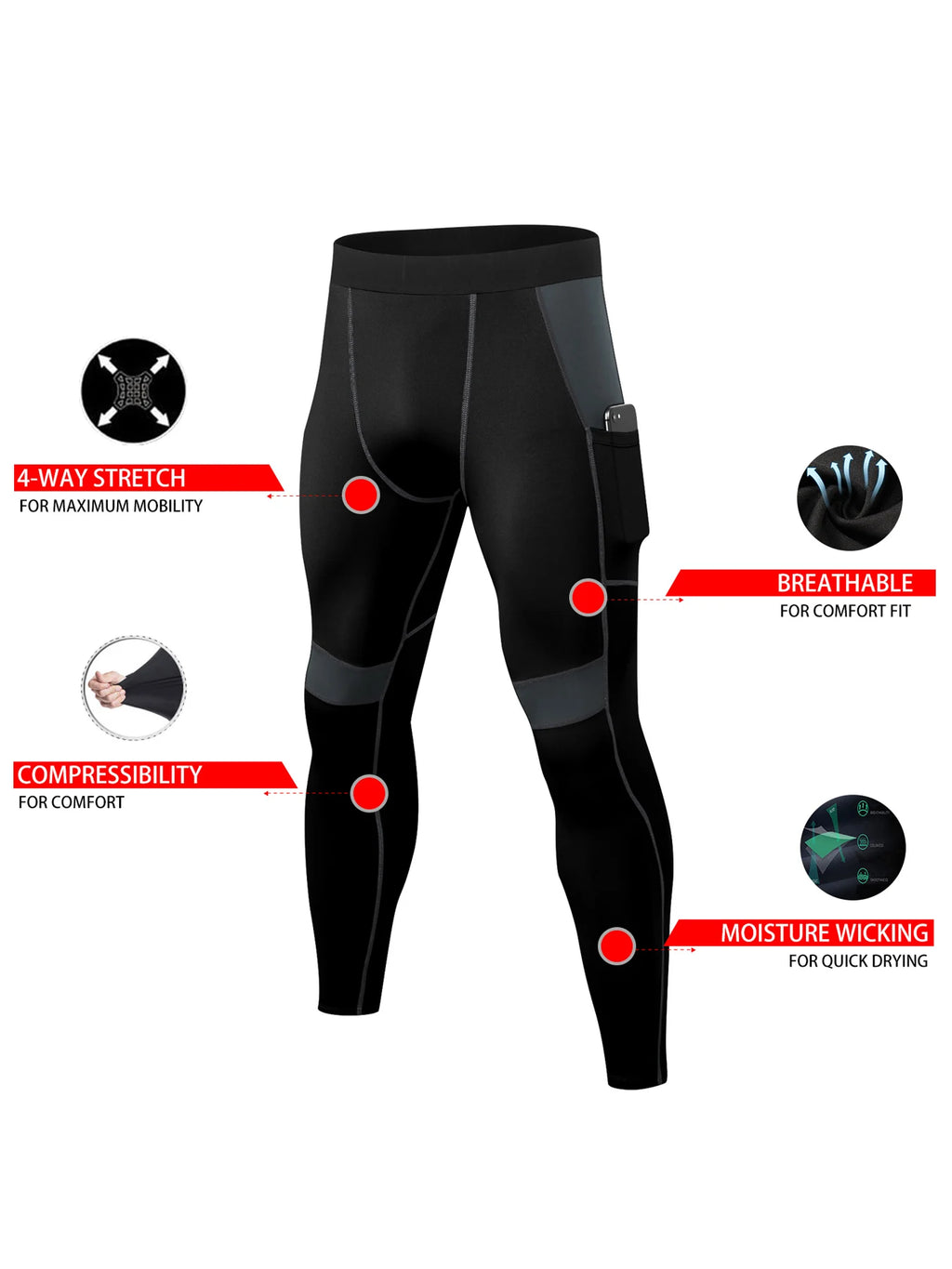 Mens Compression Pants Quick Dry Fit Sportswear Running Tights Men Legging Fitness Training Jogging Pants Sport Gym Leggings