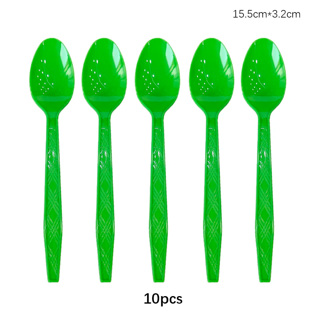 Disposable Knife Fork Spoon Cutlery Set Pink Blue Disposable Tableware Birthday Party Decorations Wedding Baby Shower Supplies