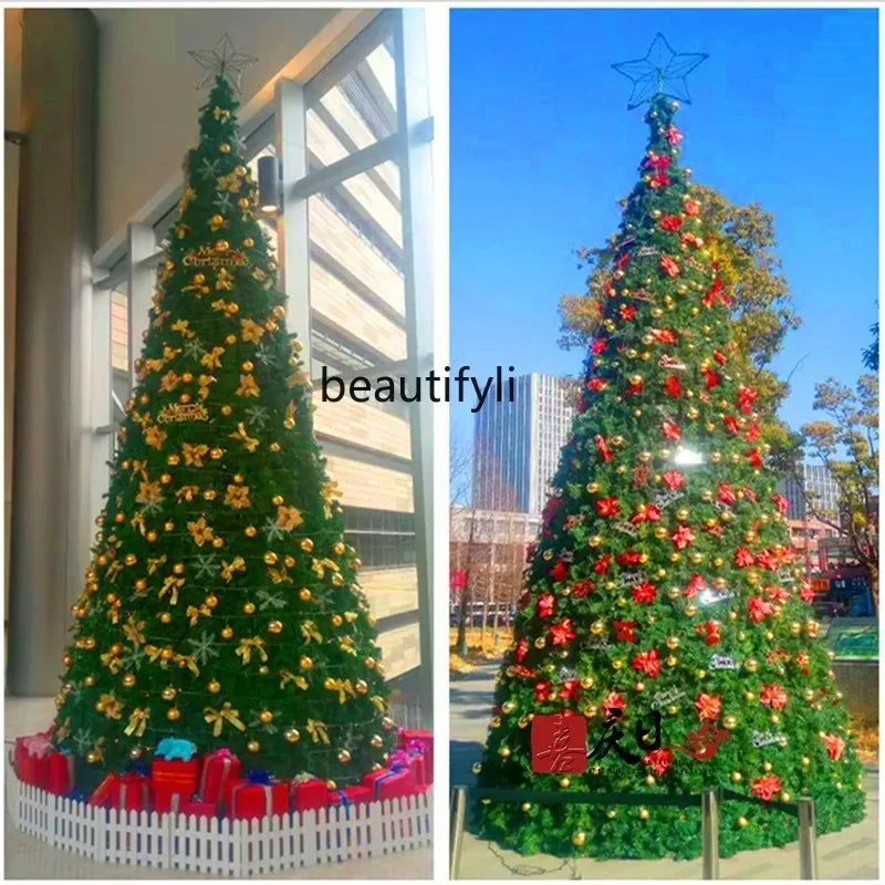YH Large Christmas tree 6 meters shopping mall hotel reputation 4-8 meters, outdoor windproof steel frame Christmas tree decorat