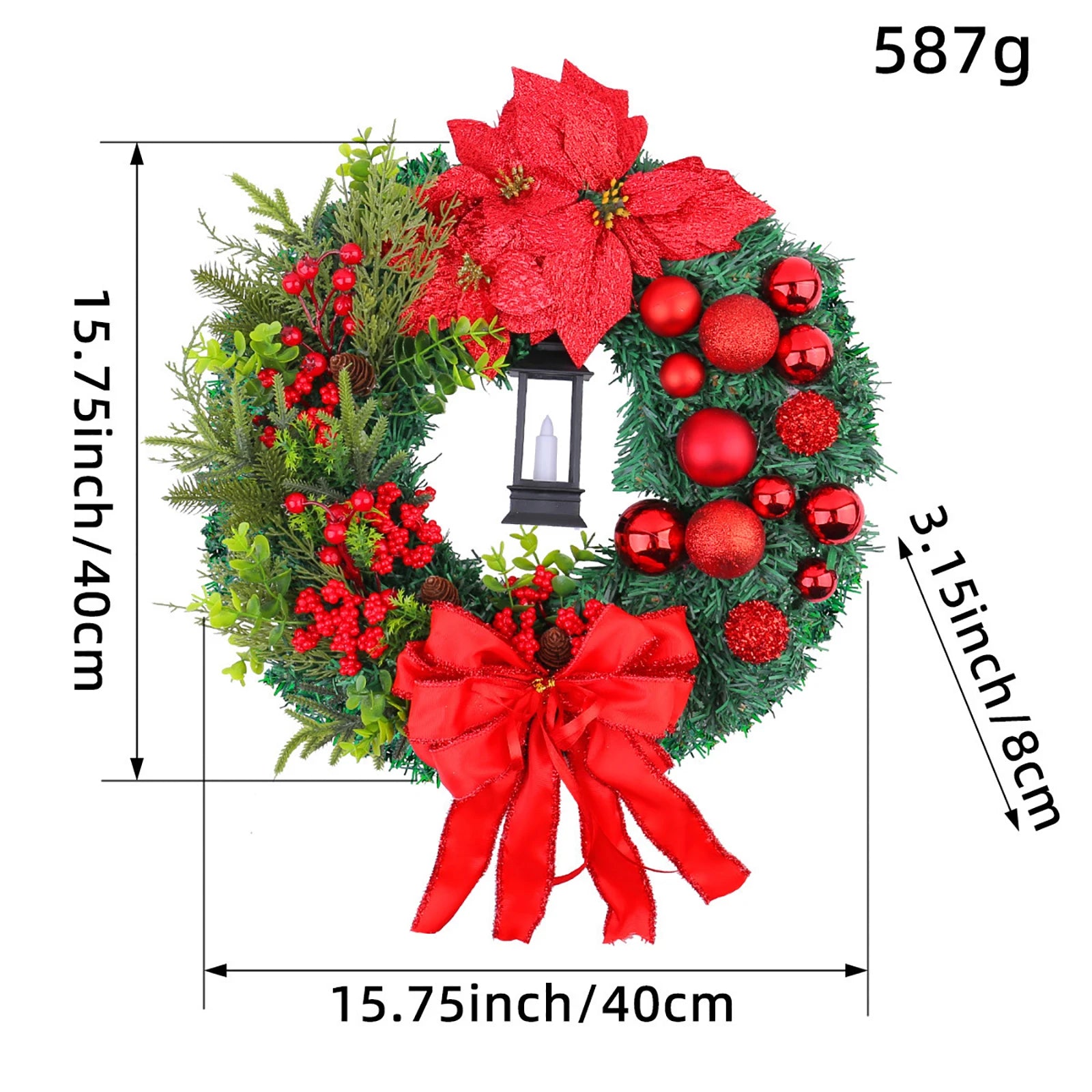 Elegant Red Christmas Wreath Champagne Christmas Wreath Window Door Wall Ornament Decorations Suministros NavideñOs