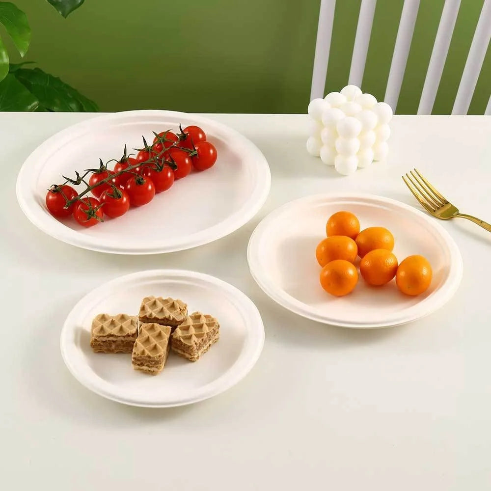 Disposable Party Plates 50/100pcs Disposable Eco-Friendly Degradable Paper Plate for Barbecue Supplies Birthday PartyVIE LENTE