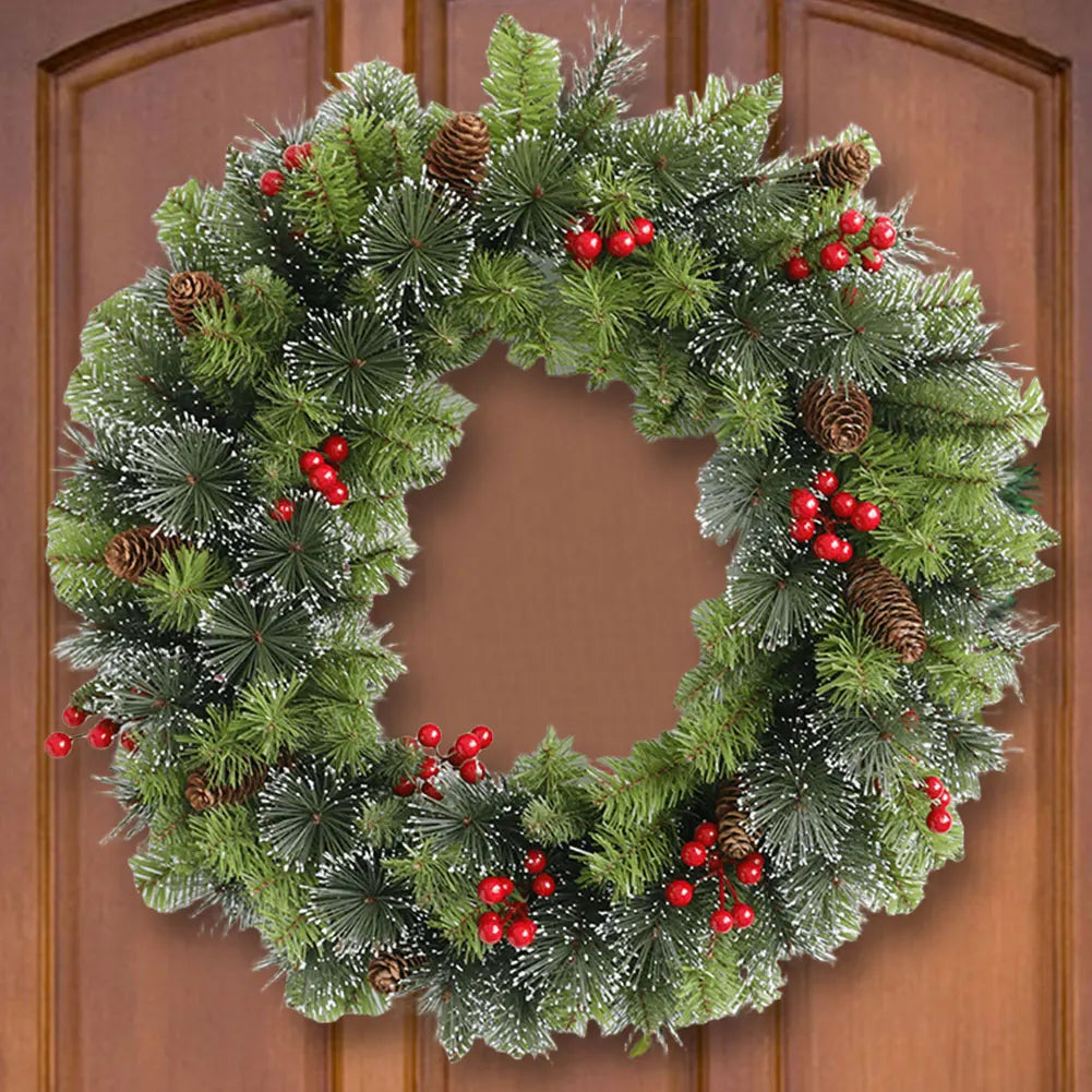 Christmas Berry Wreath Artificial Lighting Holiday Art Wreath Festival Theme Multifunctional Party New Year Decor Props