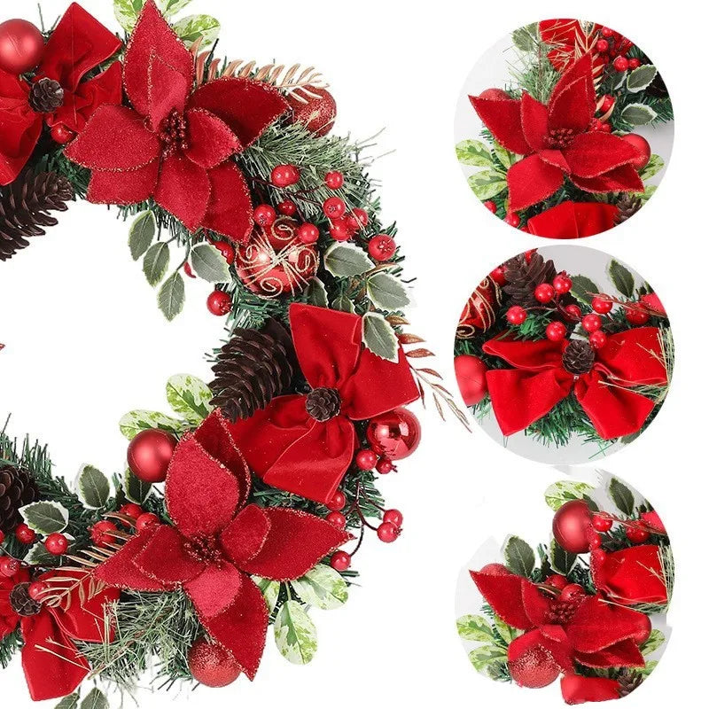 Christmas Wreath for Front Door Window Artificial Wreath Garland Rattan Set Xmas New Year Navidad Home Christmas Decoration ﻿