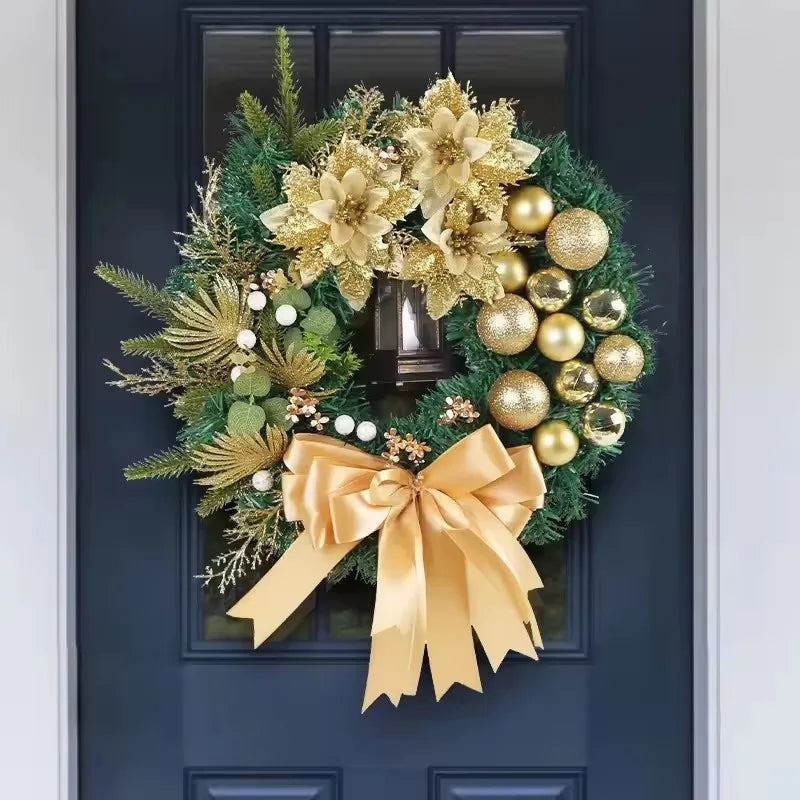 Christmas Wreath for Front Door Red Gold Window Wall Door Decorations 2024 Christmas Garland Ornament Guirnalda Navidad