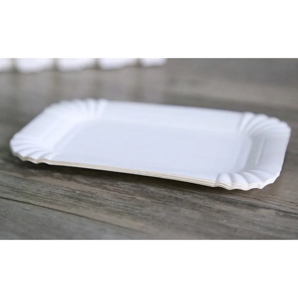 100Pcs Paper Plates For Barbecue Disposable Dinnerware Microwave Safe Recyclable Fluted Brim Cake Plates Dining Tableware