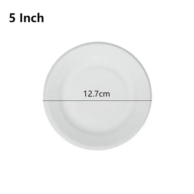 50pcs 3/5/6 Inch Disposable Plates Eco-Friendly Degradable Paper Plate For  Barbecue Picnic Office Birthday Party Supplies