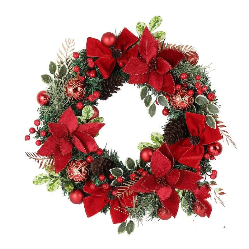 Christmas Wreath for Front Door Window Artificial Wreath Garland Rattan Set Xmas New Year Navidad Home Christmas Decoration ﻿