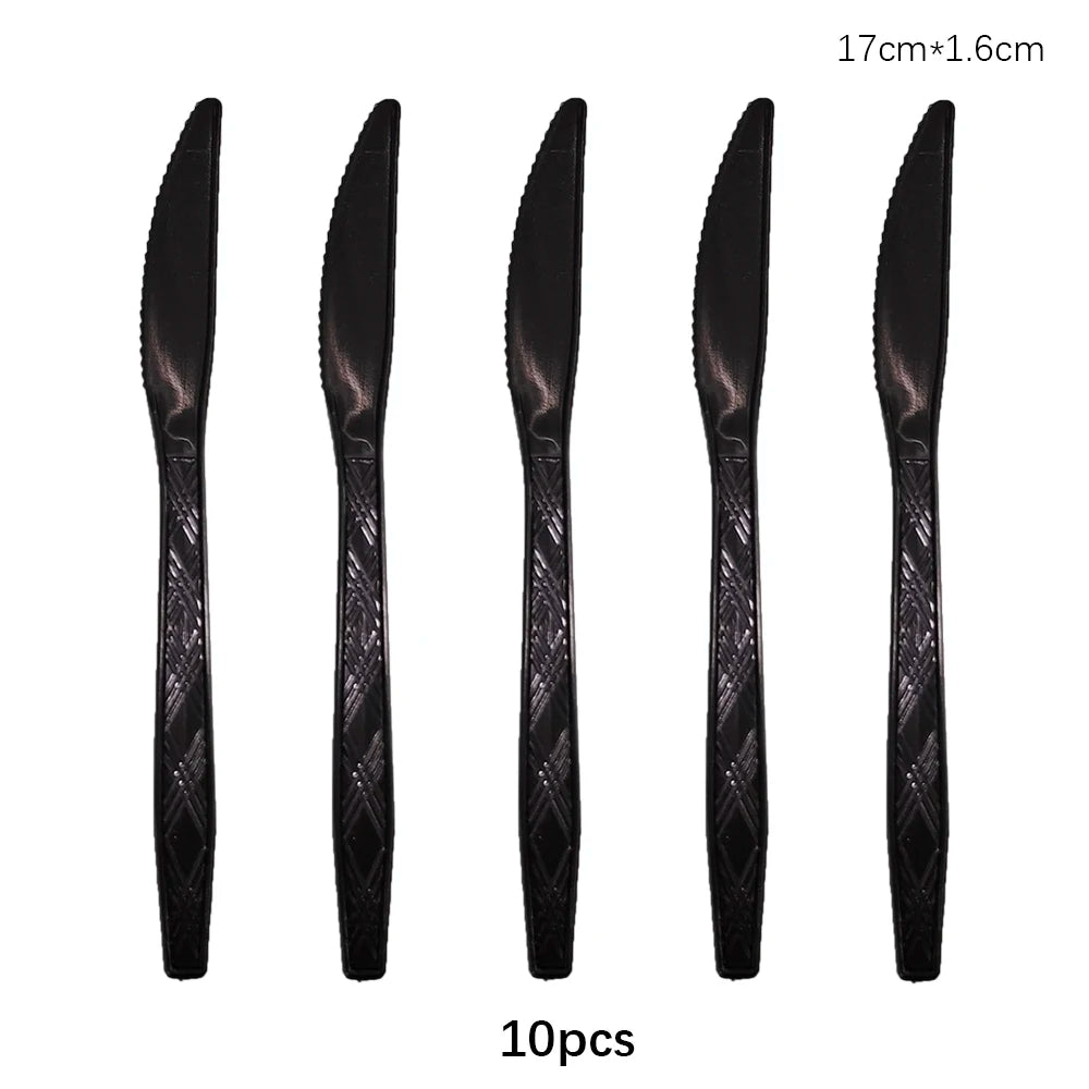 Disposable Knife Fork Spoon Cutlery Set Pink Blue Disposable Tableware Birthday Party Decorations Wedding Baby Shower Supplies